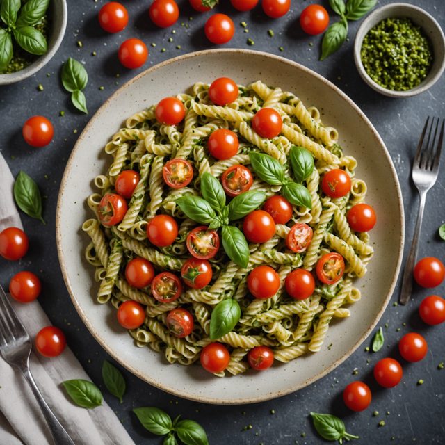 Pesto Pasta with Cherry Tomatoes